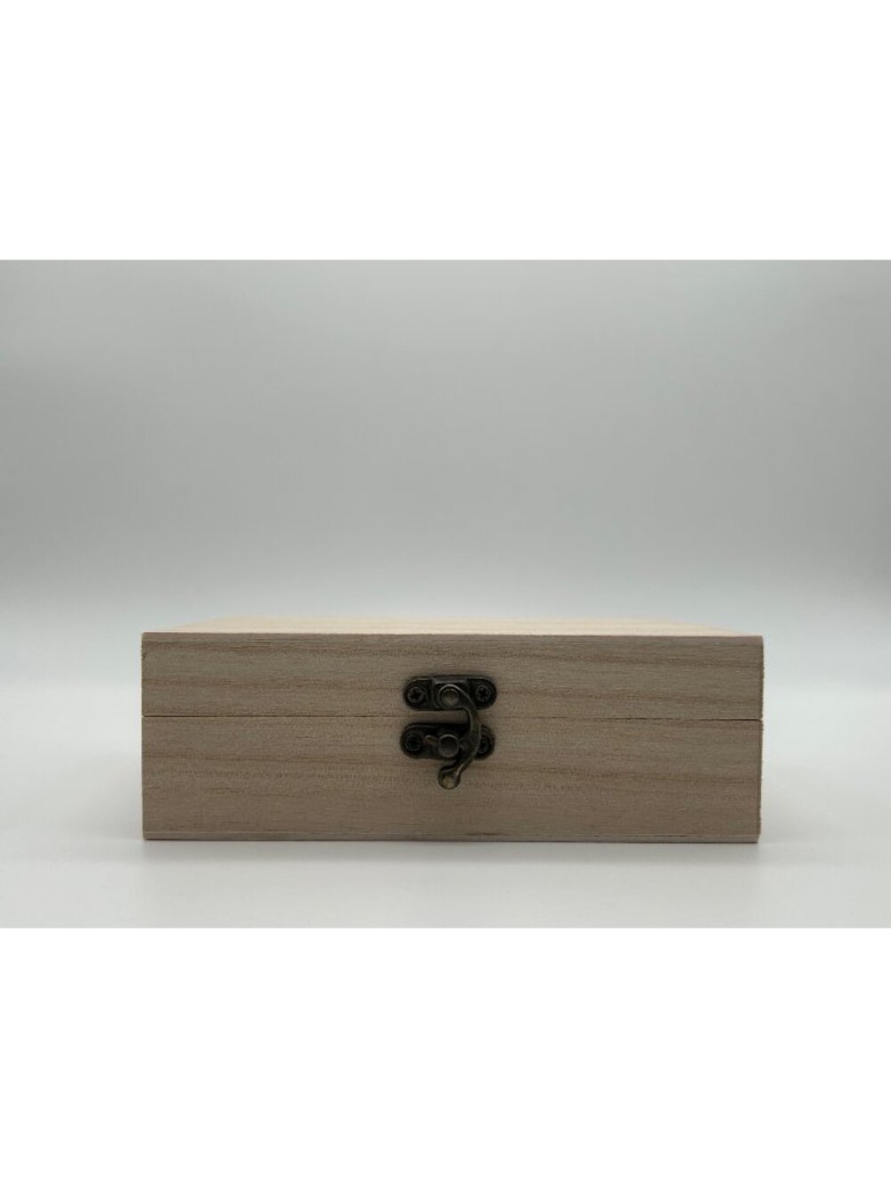 Unfinished Small Wood Craft Jewelry Trinket Box w/ Hinged Lid Front Clasp Latch